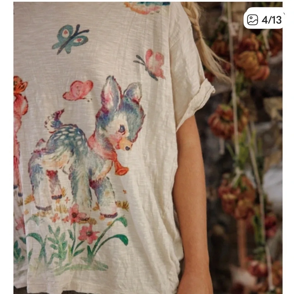 NWT🦌🦋🦜Magnolia Pearl 💯 Cotton
Frolic Tee in One Size Fits Most - Picture 4 of 13